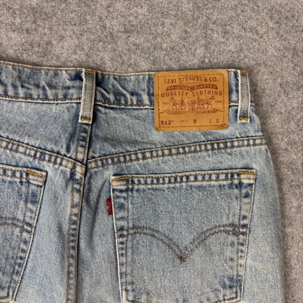 Levis 512 Vintage High Waisted Slim Fit Straight Leg Jeans Light Wash 10 Reg S